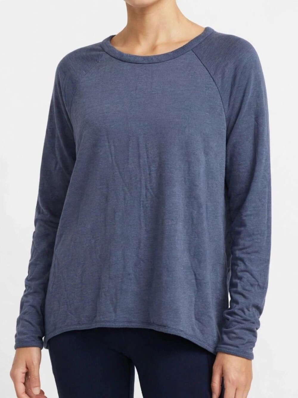 NWT Lou & Grey Soft Crewneck Sweatshirt Navy Heather Blue Sz L Large Womens